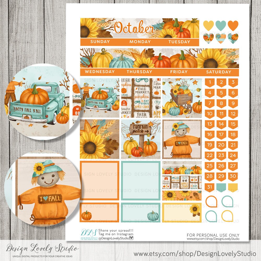 Printable October Monthly Kit Big Happy Planner October | Etsy