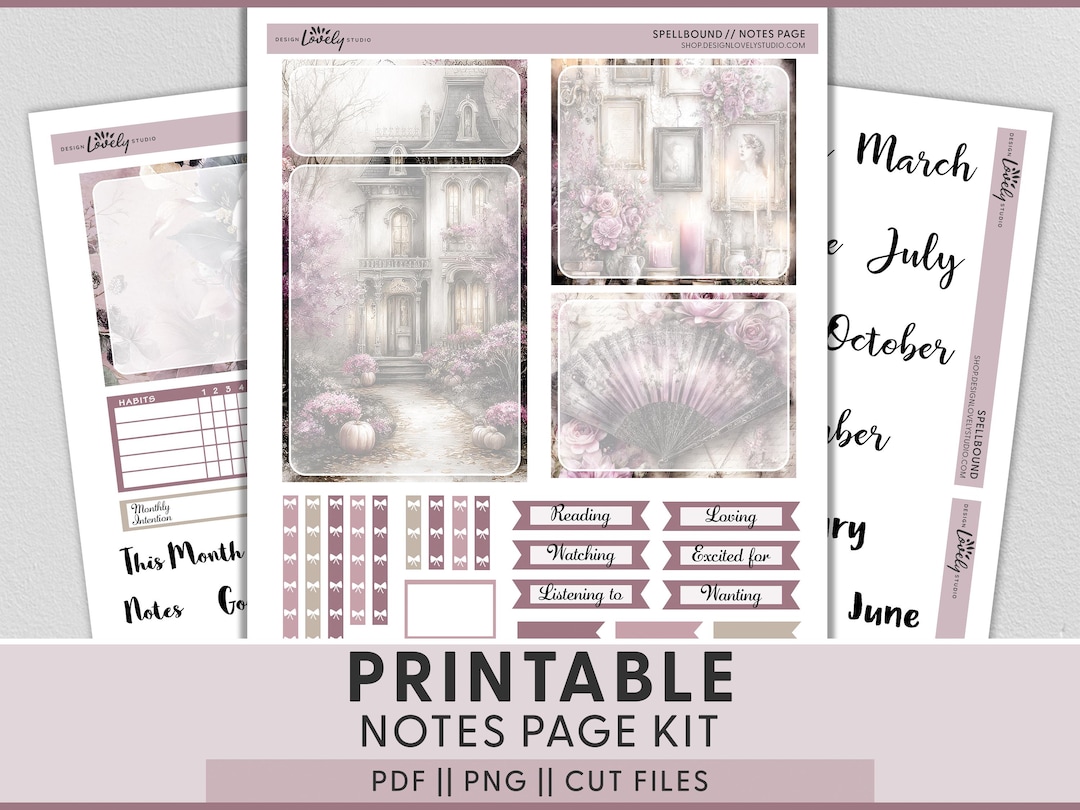 Pritnable October Notes.pdf Mystical Victorian Halloween October Notes Page Kit, Printable Planner ...