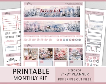 Pegatinas del planificador de diciembre, kit mensual de diciembre, pegatinas del planificador de Navidad, pegatinas del planificador imprimibles, kit mensual de Erin Condren, MV236