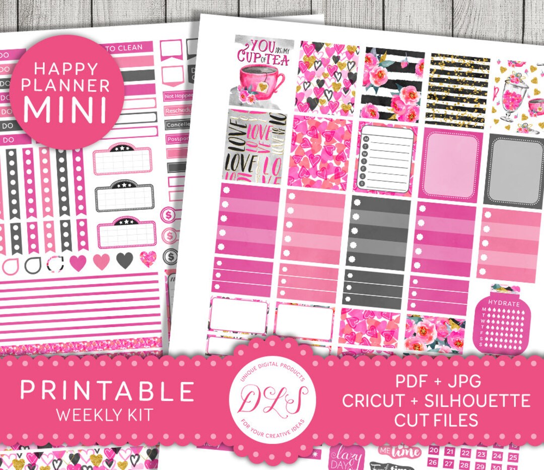 Mini Happy Planner Valentines Day Stickers, Mini Happy Planner Weekly