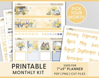 May Planner Stickers, April Planner Stickers, Printable Monthly Sticker Kit, Printable Planner Stickers, Floral Stickers, MV246