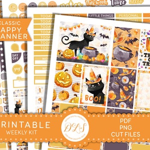 HALLOWEEN Planner Stickers Kit, Happy Planner Fall Weekly Kit, Printable Halloween Stickers, October Weekly Kit, Cut Files, HP172