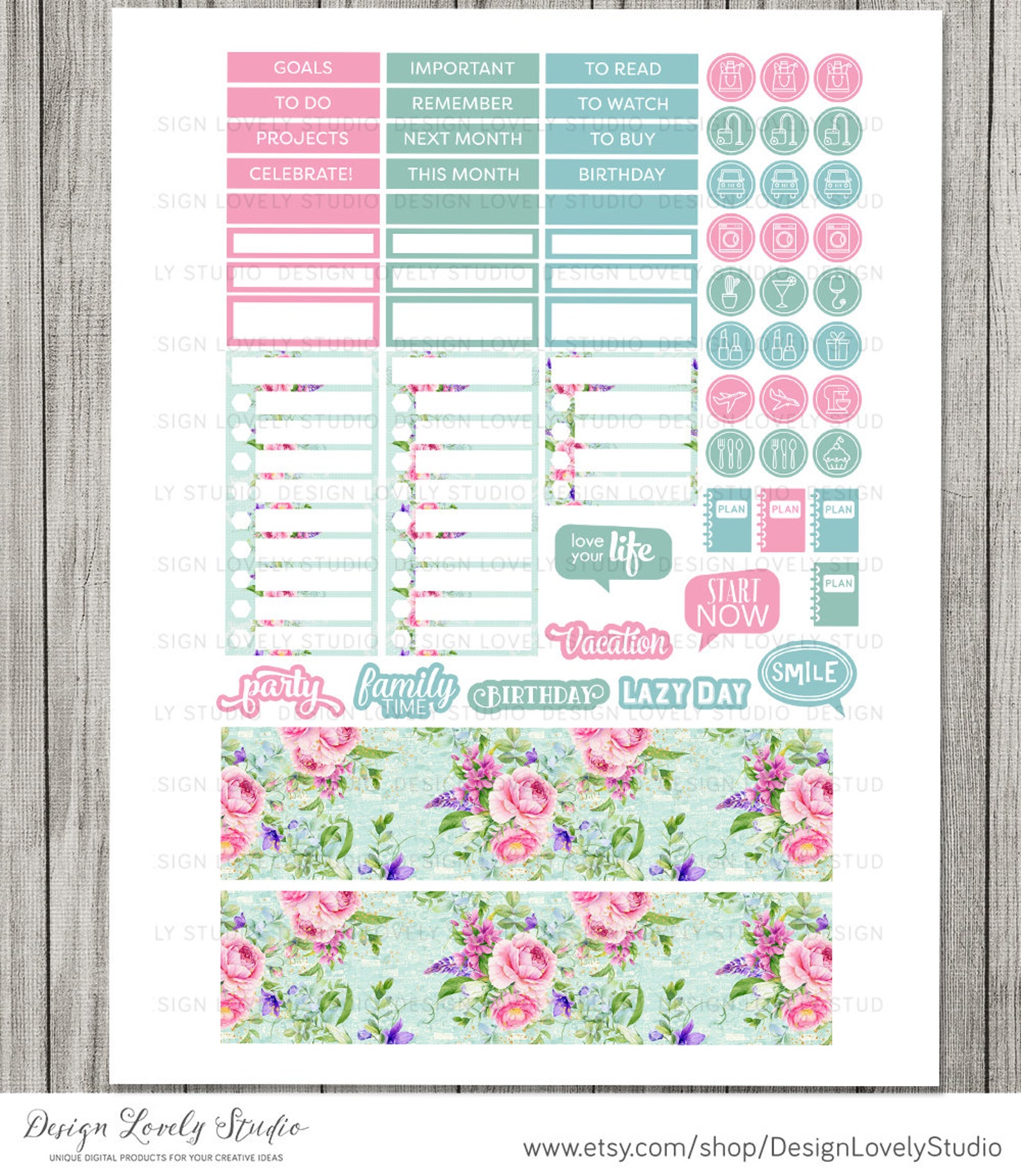 Printable Happy Planner Monthly Kit Floral Monthly Stickers - Etsy