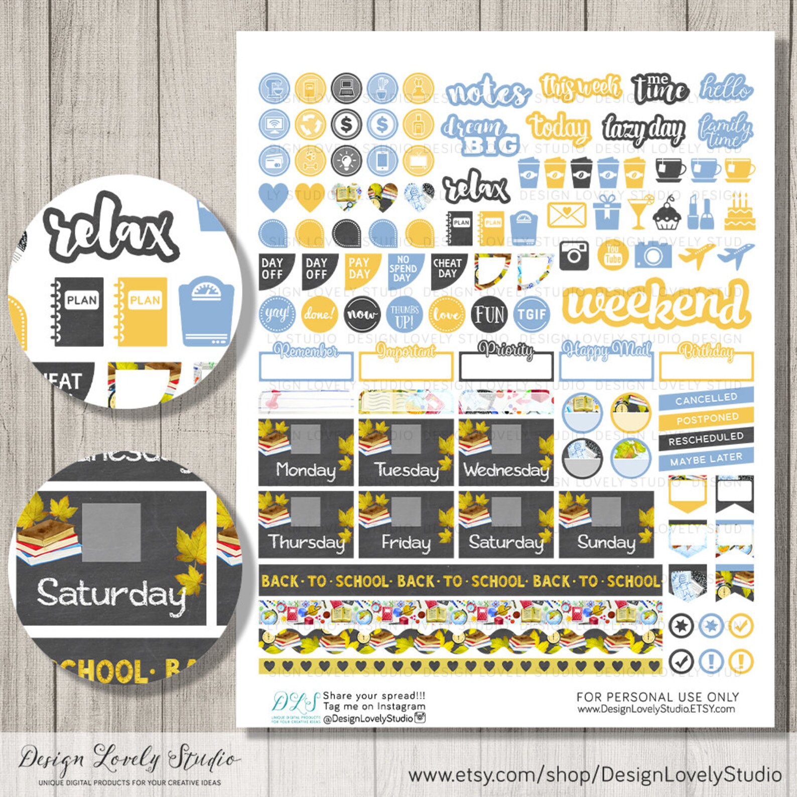 Printable BACK TO SCHOOL Planner Stickers Happy Planner Back | Etsy