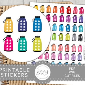 Printable Hydration Stickers, Hydrate Water Bottle Planner Stickers, Printable Water Tracker Stickers, Habits Tracker Stickers, DS156