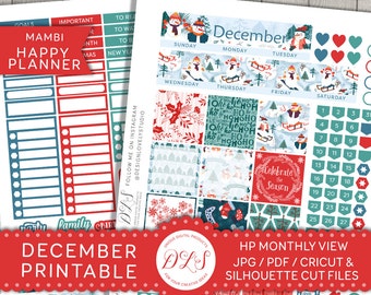 DECEMBER Monthly Stickers Kit Printable Mini Happy Planner - Etsy