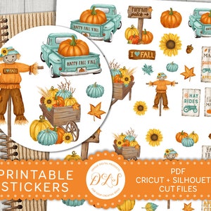 PRINTABLE Stickers, Fall Planner Stickers, Halloween Planner Stickers, Thanksgiving Planner Stickers, Fall Scrapbook Stickers, DS129
