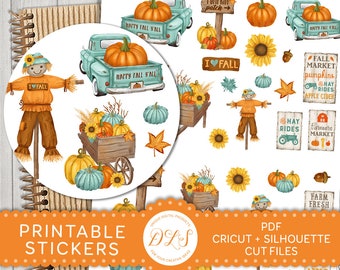 UTSKRIVBARA Klistermärken, Höstplanerare-klistermärken, Halloweenplanerare-klistermärken, Thanksgiving-planerare-klistermärken, Höstklippbok-klistermärken, DS129