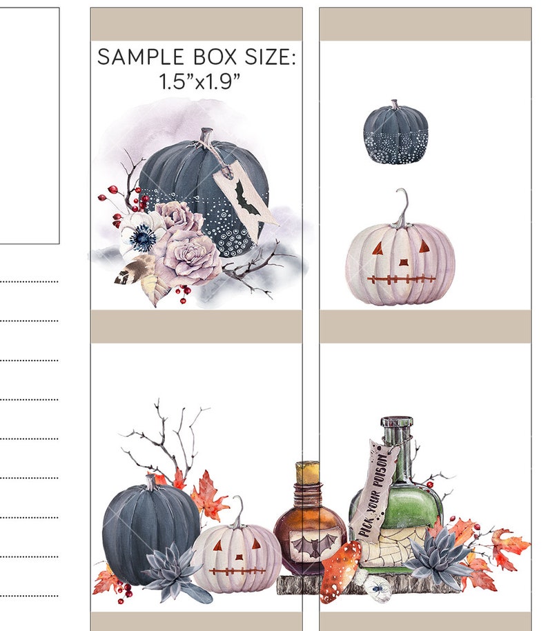 Utskrivbara Halloween-planerarklistermärken, Halloween-klippboksklistermärken, oktober-planerarklistermärken, kusliga planerarklistermärken, klippfiler, DS133 bild 3