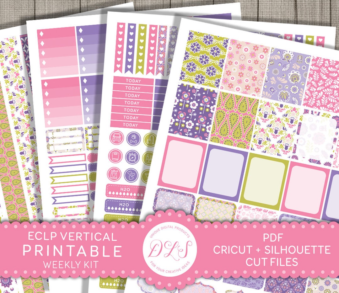 Printable Vertical Stickers for Erin Condren, Vertical Weekly Planner ...