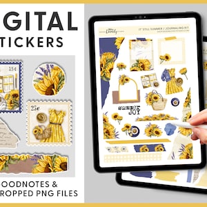 GoodNotes Digital Planner Stickers, Floral Journaling Stickers, Digital Journaling Stickers, Zonnebloemen Stickers, Zomerstickers, DJ101