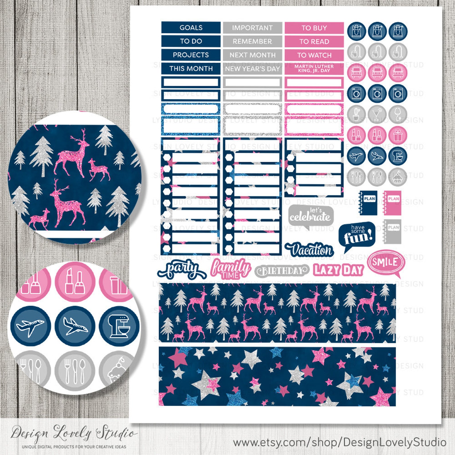 Printable January Monthly Planner Stickers Happy Planner - Etsy