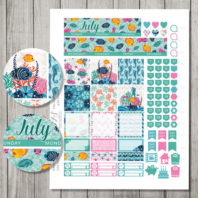 Happy Planner July Kit July Monthly Spread Happy Planner Etsy UK