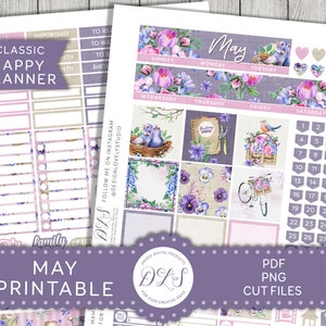 Kit d’autocollants imprimables de MAI, autocollants imprimables Happy Planner de mai, kit d’autocollants mensuels de mai, autocollants de planificateur imprimables, fichiers coupés, HPMV185