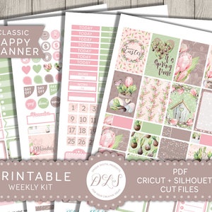 Printable Easter Planner Kit, Happy Planner Easter Stickers, Spring Weekly Kit, Pastel Planner Stickers, Cut files, Cricut, Silhouette HP139