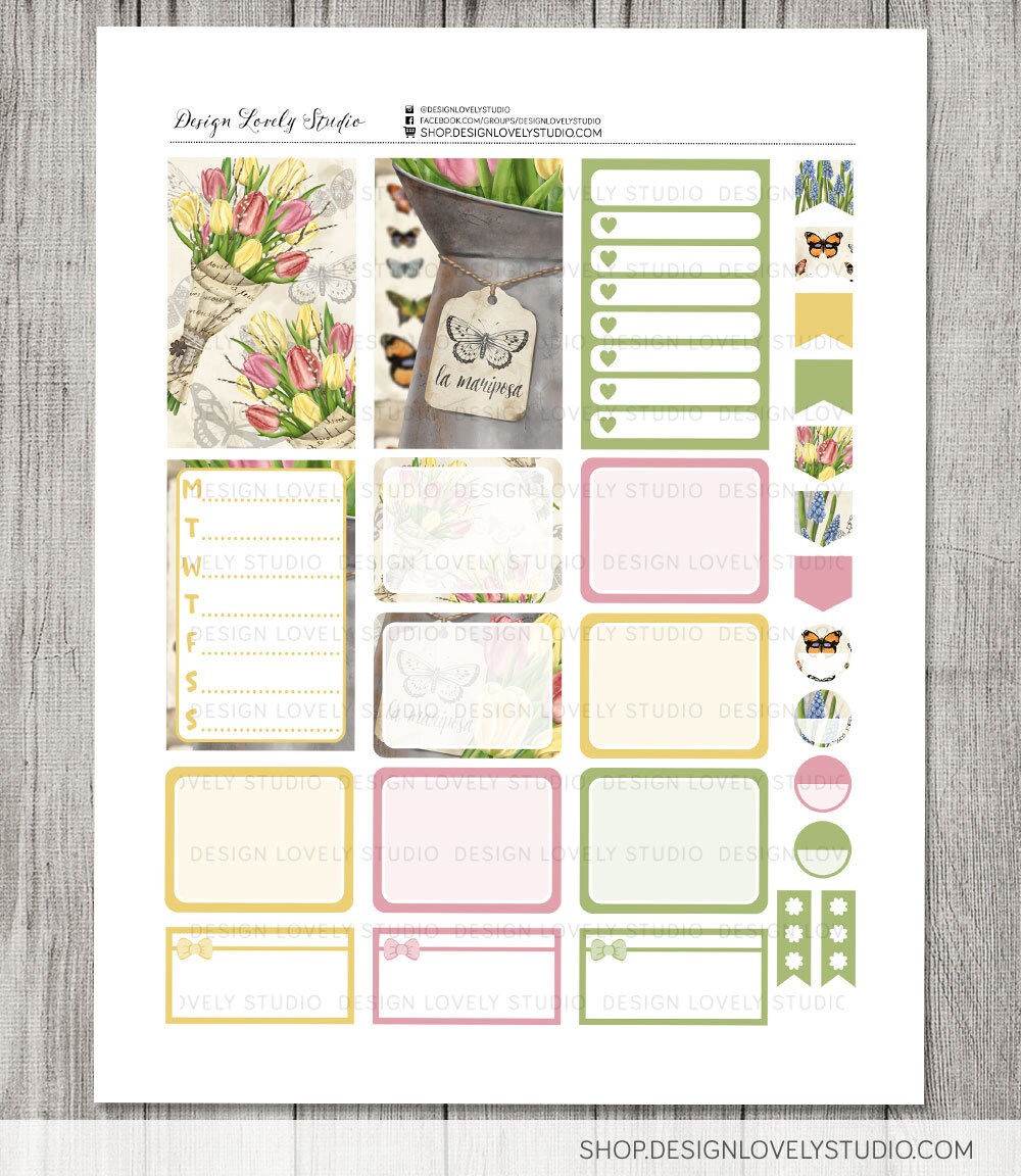 SPRING Planner Stickers Kit, Printable Big Happy Planner Spring ...