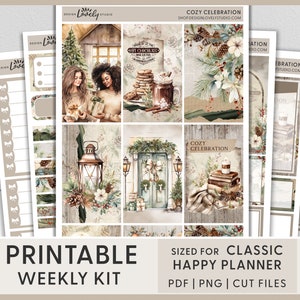 Kerstplannerstickers, winterplannerstickers, december wekelijkse stickerkit, gelukkige plannerstickers, afdrukbare plannerstickers, HP244