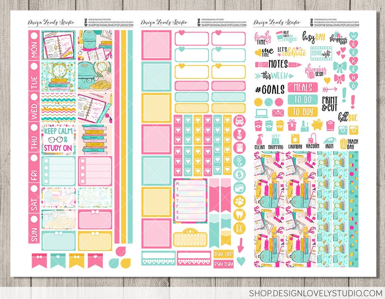 BACK TO SCHOOL Planner Stickers Kit Printable Hobonichi Weeks | Etsy