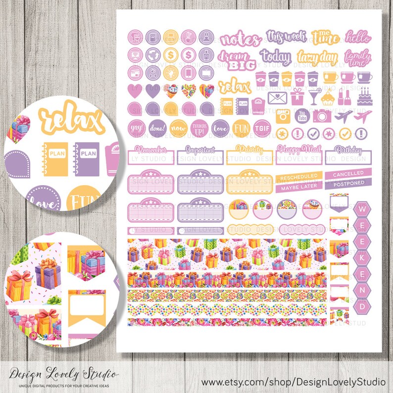 Birthday Planner Sticker Kit Printable Birthday Planner Etsy
