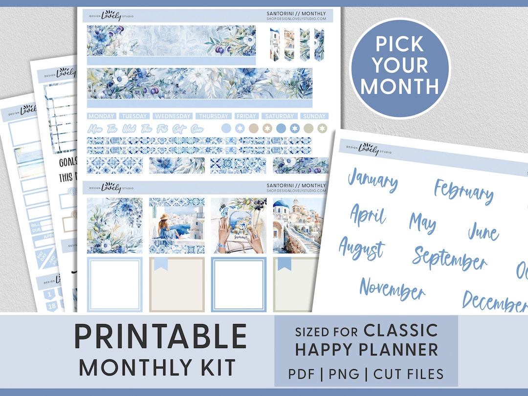 Printable July Monthly Sticker Kit, June Planner Stickers, Happy ...