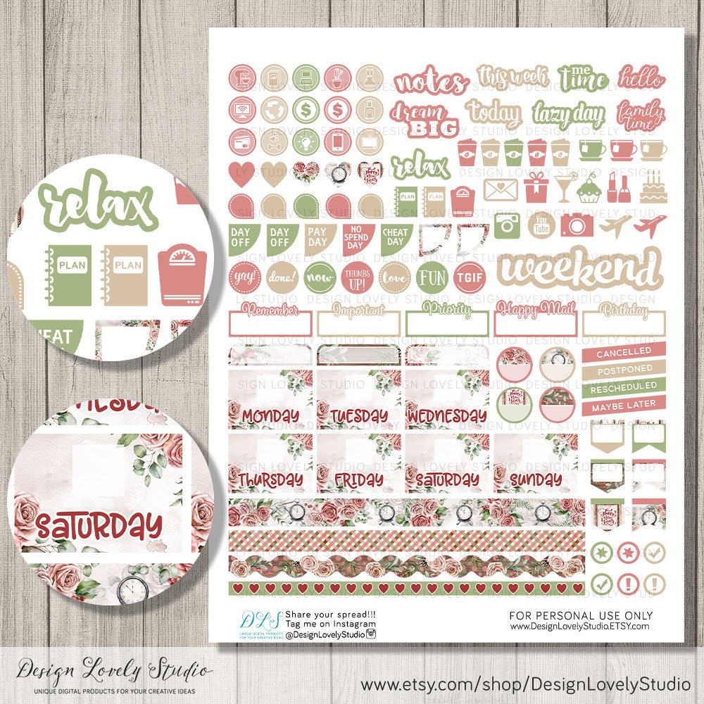 Printable NEW YEAR Planner Stickers Kit Happy Planner | Etsy