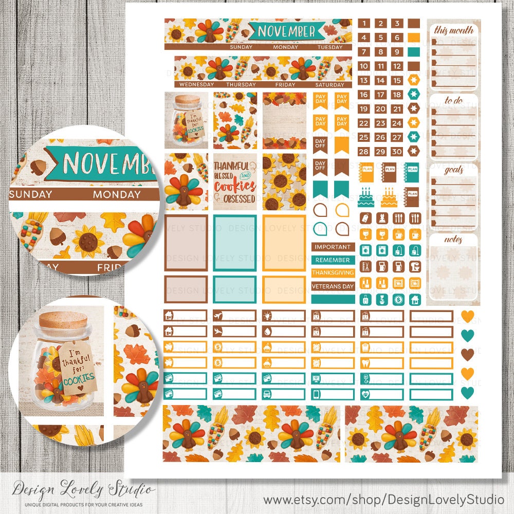 Mini Happy Planner November November Monthly Printable Kit | Etsy