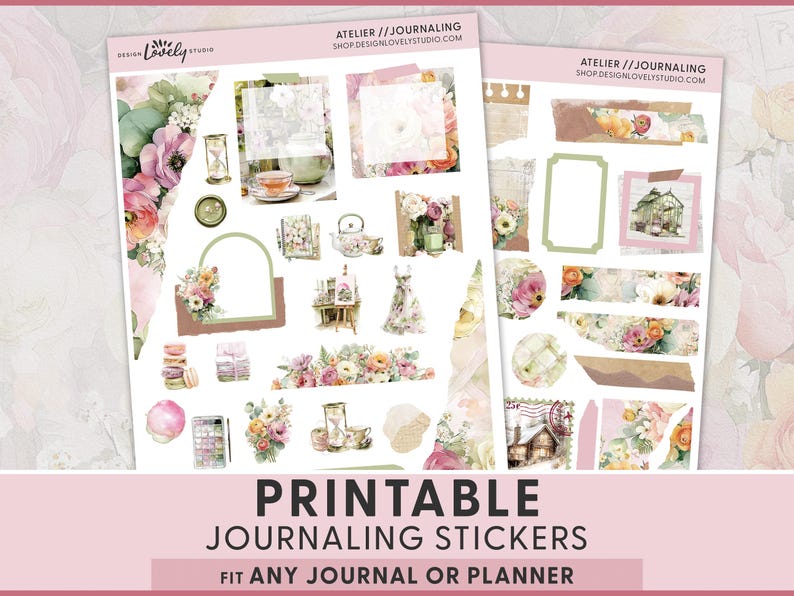 Spring Atelier Journaling Stickers, March April May Printable Planner ...