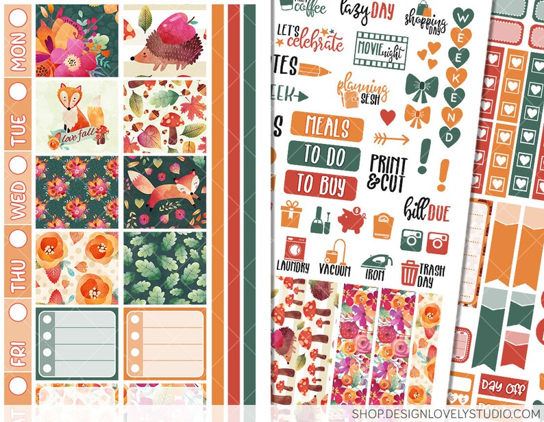 FALL Planner Stickers Printable HOBONICHI Weeks Stickers Kit - Etsy
