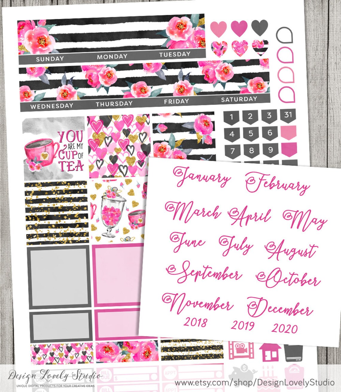 Happy Planner Monthly Printable Stickers Cricut Happy Planner - Etsy