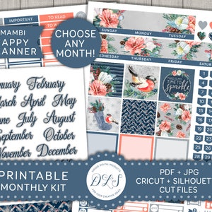 Happy Planner Monthly Kit, Happy Planner Monatssticker, Cricut Sticker, Silhouette Sticker, HP Monthly Kit, HPE108