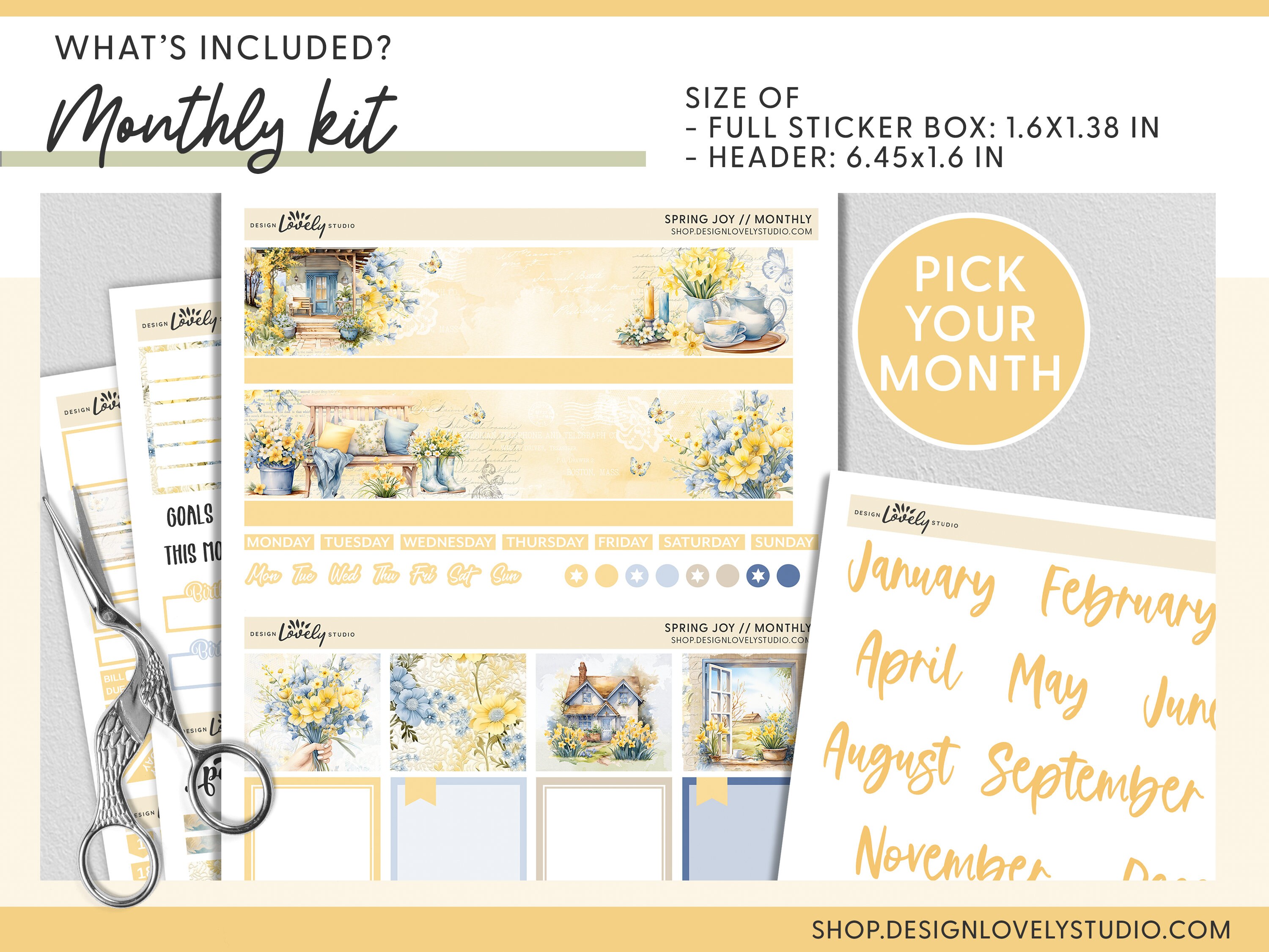 Spring Printable Planner Stickers Bundle, Flora Stickers, Garden ...