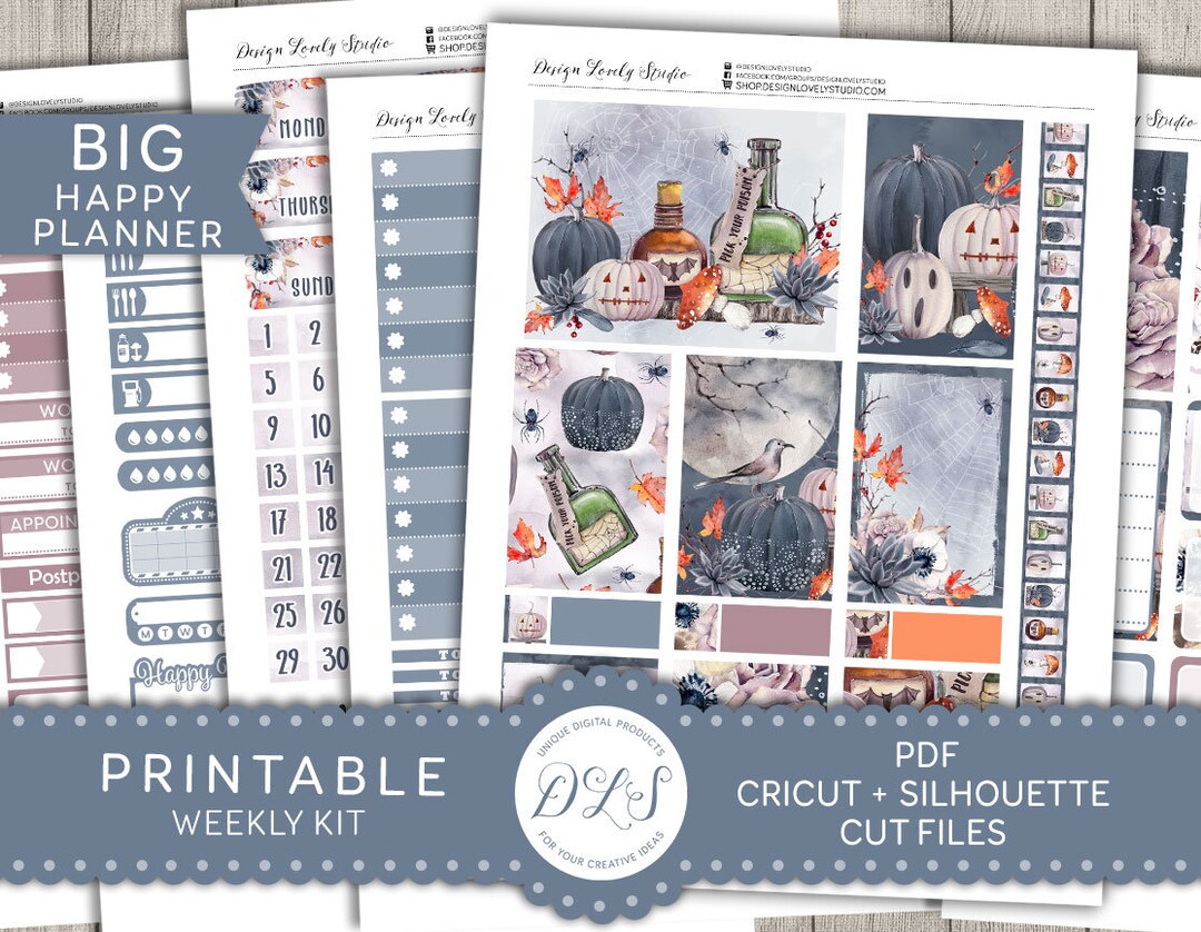 Printable Big Happy Planner Halloween Stickers, Halloween Weekly ...