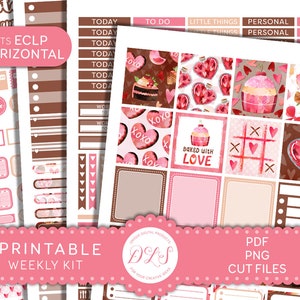 Adesivos de planejador para impressão do DIA DOS NAMORADOS, adesivos de planejador horizontal, adesivos de planejador XOXO, adesivos de fevereiro Erin Condren, HS191