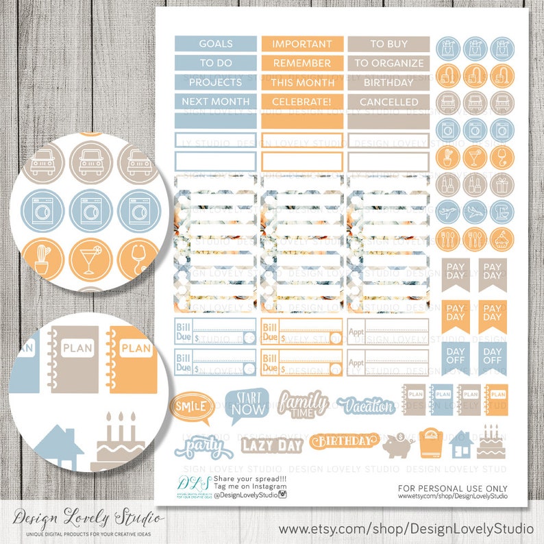 NOVEMBER Monthly Stickers Kit Printable Big Happy Planner - Etsy