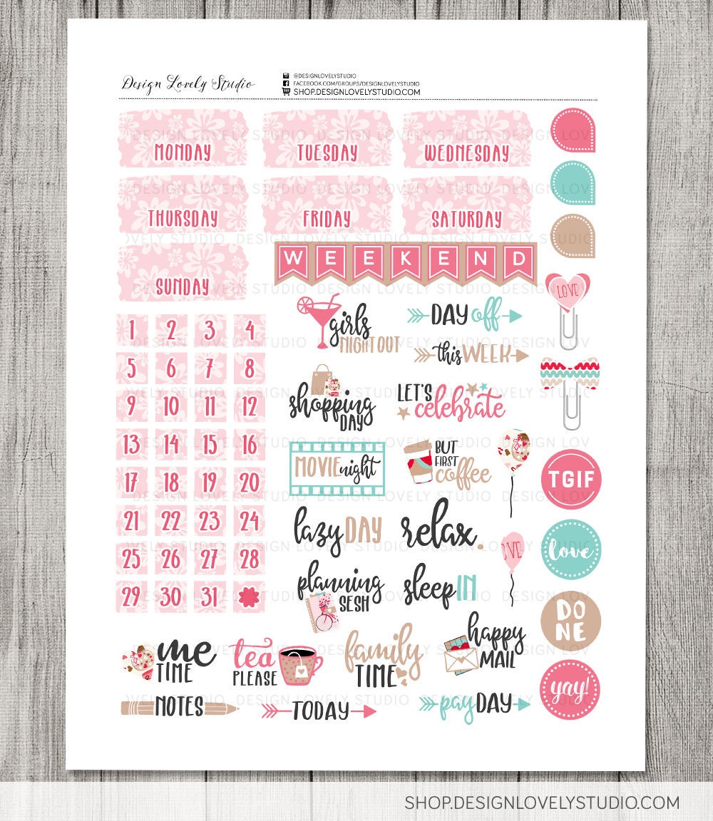 Printable Big Happy Planner Valentine's Day Stickers Kit - Etsy