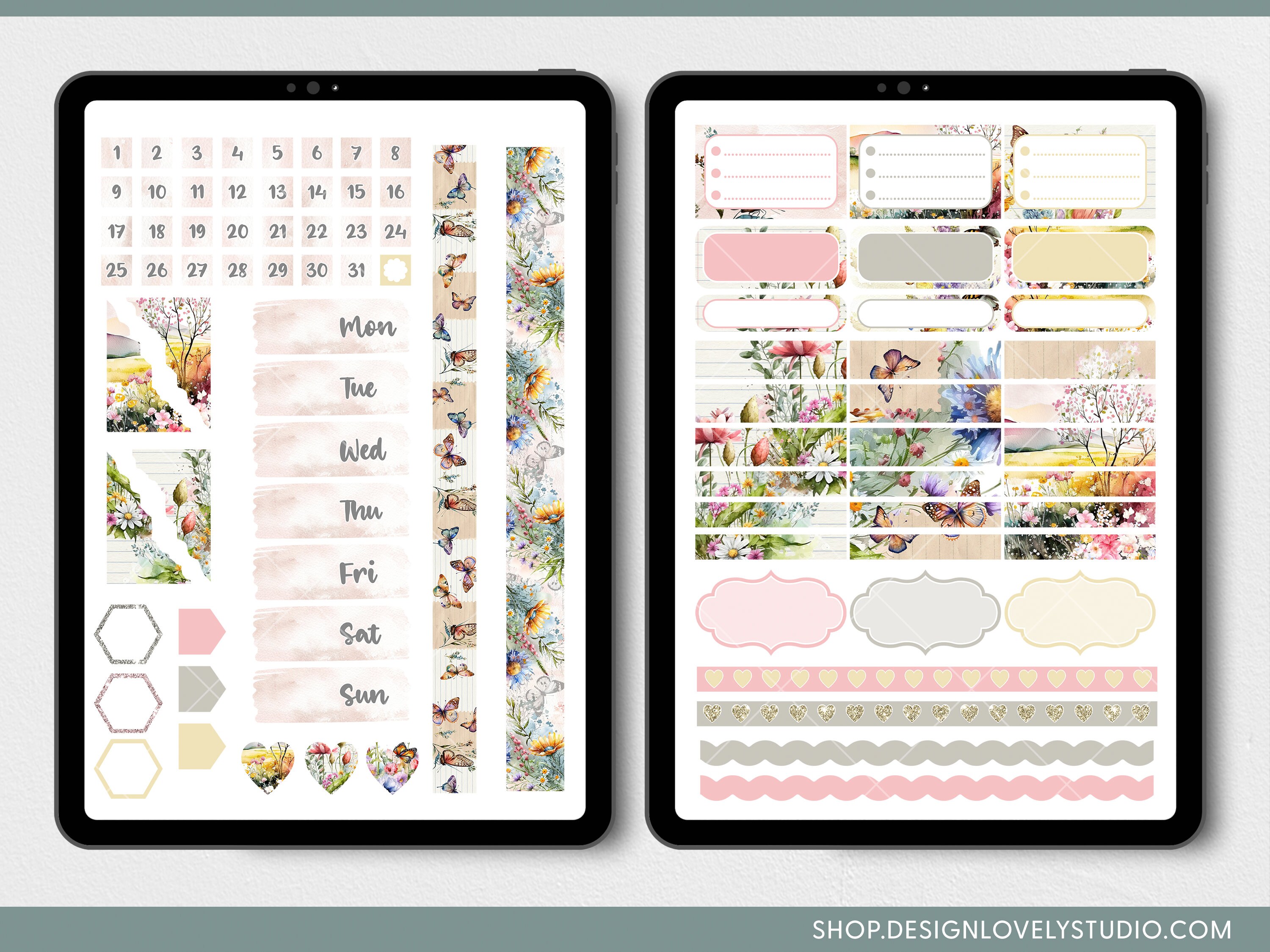 Digital Planner Stickers, Spring Planner Stickers, Butterfly Stickers ...