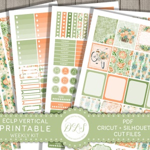 ECLP Vertical Stickers, Weekly Planner Kit for Erin Condren, Printable ...