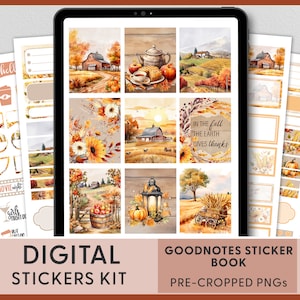 Adesivos de Ação de Graças, adesivos de outono, colheita, adesivos de planejador digital, adesivos Goodnotes, adesivos pré-cortados, adesivos para Ipad, DG138