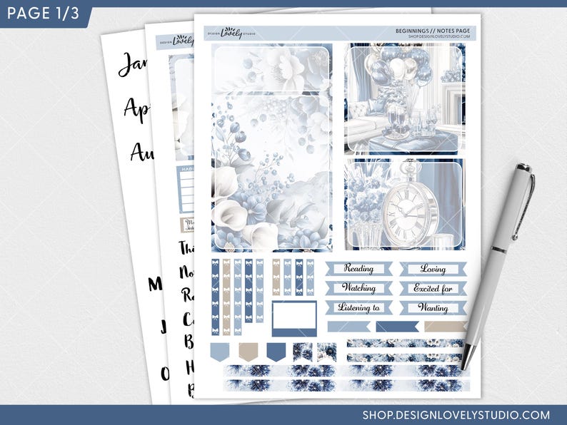 January Notes Page Kit, January Dashboard Stickers, January Monthly ...