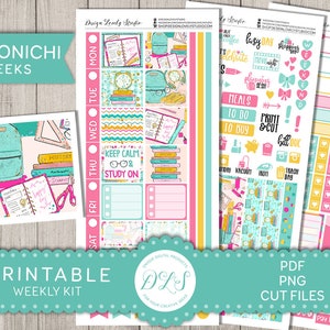 BACK TO SCHOOL Planner Stickers Kit, Printable Hobonichi Weeks Stickers, Hobo Weeks School Planner Stickers,Cut Files, HO125