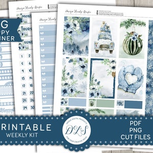 December Wekelijkse Stickers Kit, Winter Planner Stickers Kit, Kerst Planner Stickers, Grote Happy Planner Afdrukbare Stickers, Snijbestanden BW182