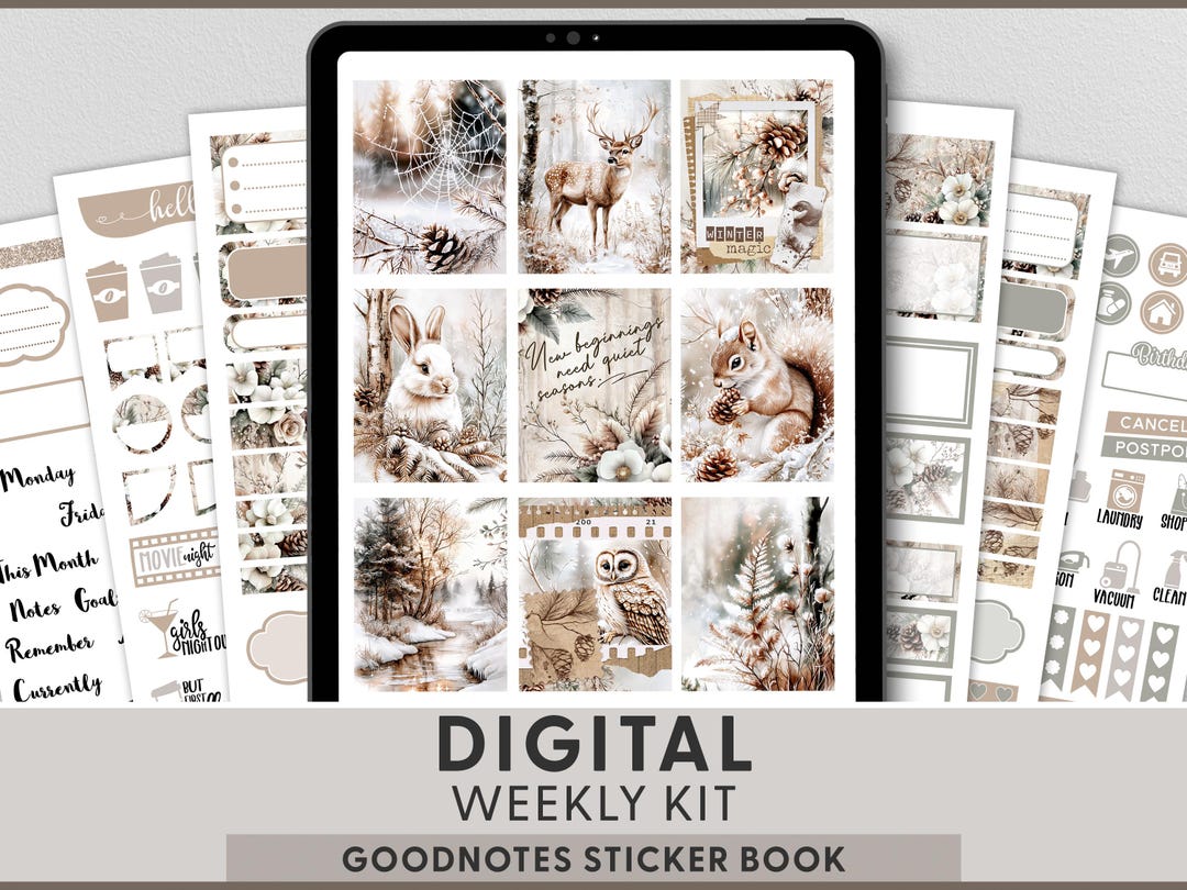 Winter Woodland Digital Planner Stickers, Weekly Kit for Goodnotes ...