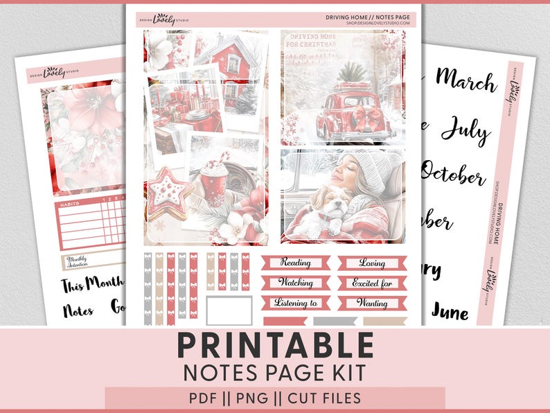 December Notes Decorations Christmas Market Printable Planner Stickers, December Notes Page Kit ...
