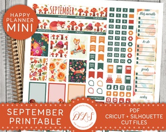 September Mini Planner Stickers, September Monthly Stickers Kit, Fall Planner Stickers, Back to School Planner, September Printable, MM119