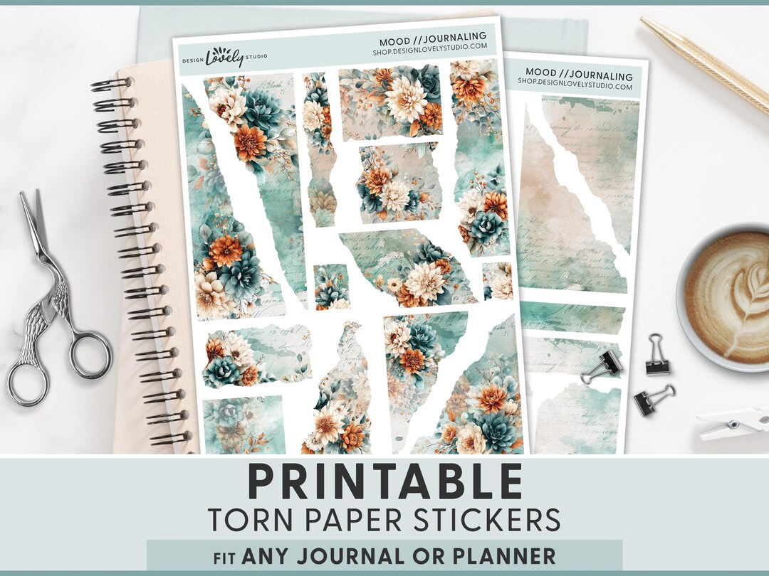 Autumn in the City Torn Paper Stickers – Printable Ripped Paper for ...