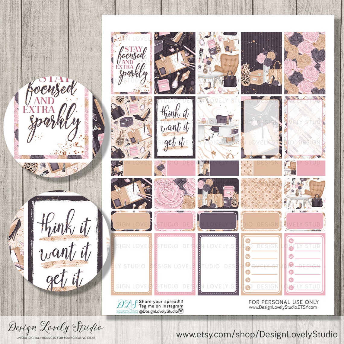 Girl Boss Planner Stickers Happy Planner Printable Stickers Kit