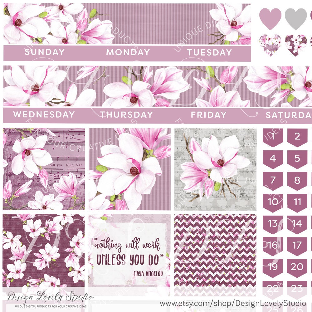 Big Happy Planner Printable Stickers, Floral Planner Stickers Printable ...