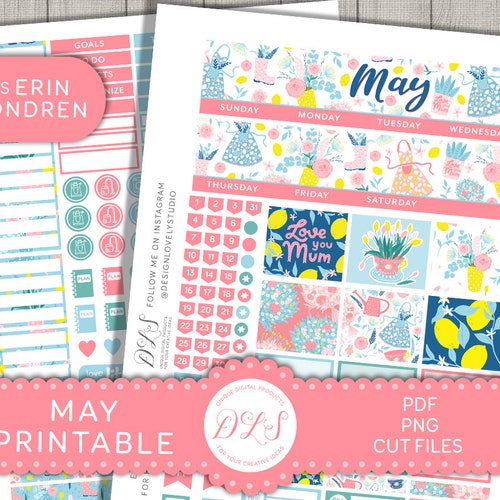 May PRINTABLE Planner Stickers Printable May Monthly Stickers - Etsy
