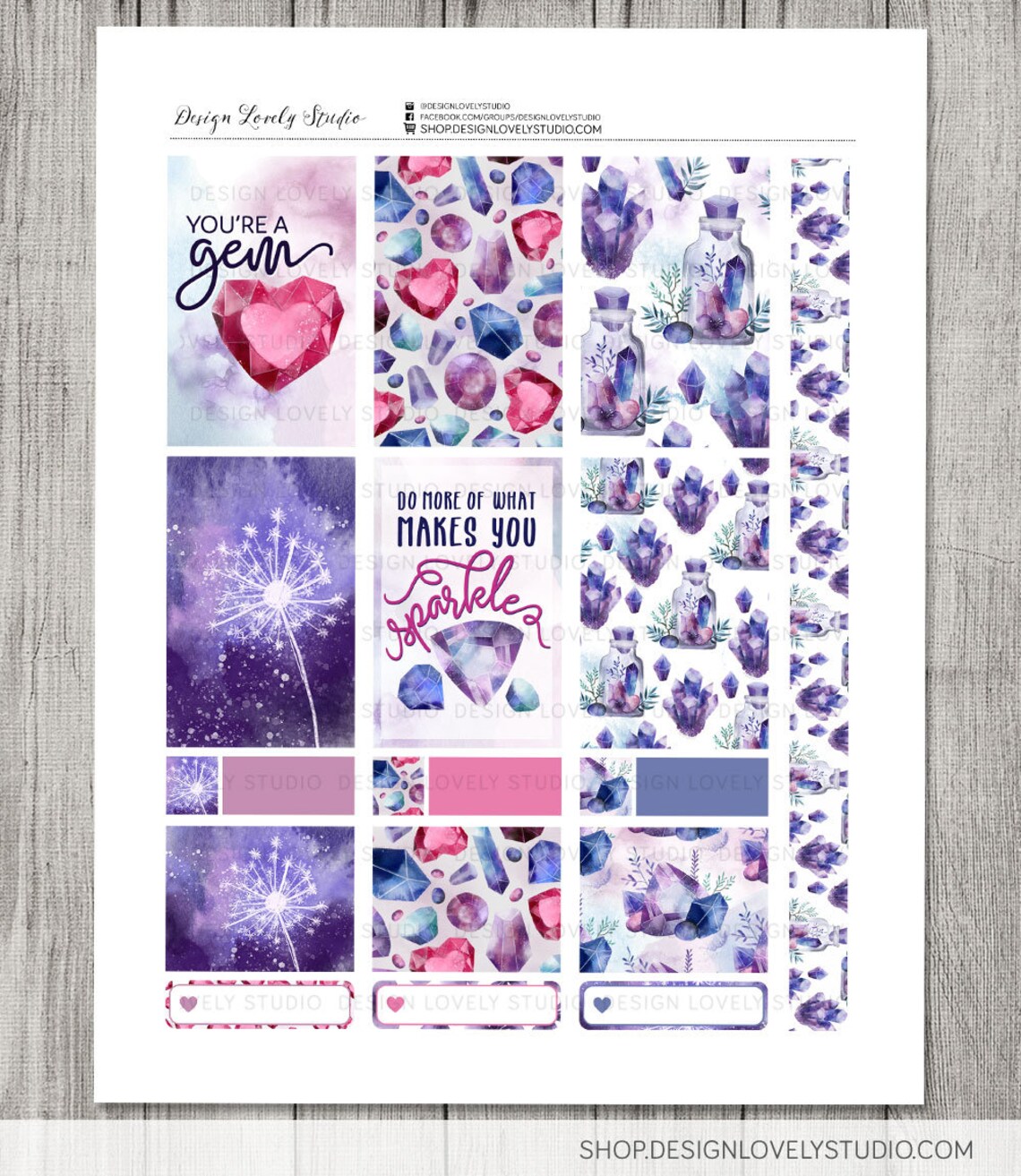 PRINTABLE Big Happy Planner Stickers Kit Gems Planner - Etsy