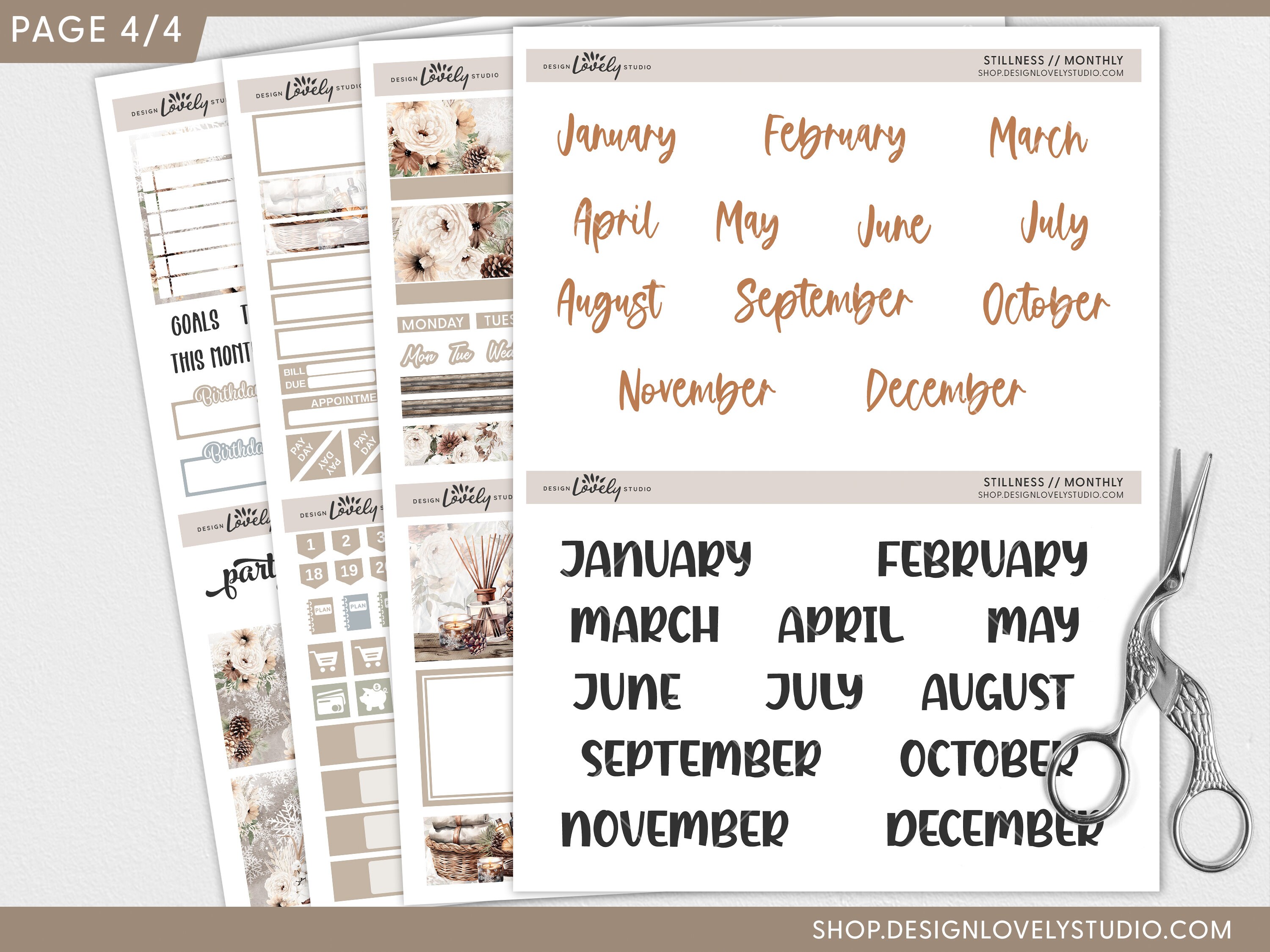 Printable Happy Planner Monthly Stickers, Winter Monthly Sticker Kit ...